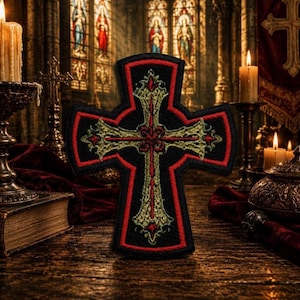 Knight Cross Patch/Iron-on Patch/Medieval Crusader/Christian Faith/Holy Warrior/Sew-On Applique for Clothing Vest/Jacket Hats Backpack Gear