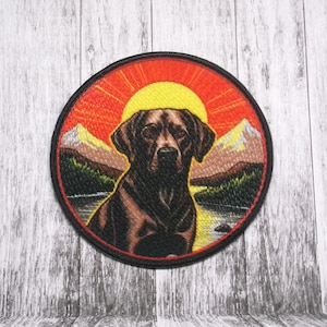Black Labrador Patch Iron-on Applique for Jacket, Clothing, Backpack, Pet Badge, mountain patch, outdoor explorer, nature gear, dog lover
