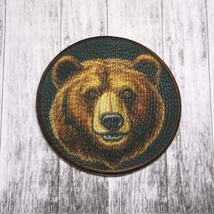 Grizzly Bear Patch Iron-On Applique for Jacket, Backpack, Clothing, Tote Bag, Vest, Fierce Hunter, Nature Lover Gift, Brown Bear, Wilderness