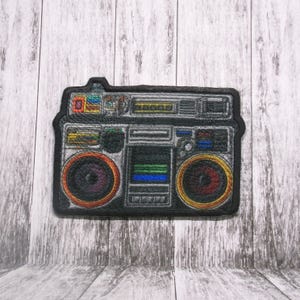 Boombox Patch Iron-on Applique for Jacket, Clothing, Backpack, Tote Bag, Vest, retro music, 80s style patch, DJ culture, cassette player