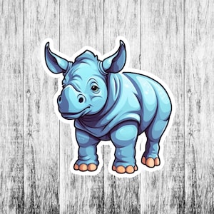Naklejka Śliczny Rhino, Naklejka Kawaii, Naklejki Winylowe Zwierzęce, Naklejka Dzikie Zwierzę na Samochód Ciężarówka Okno Zderzak Grafika Safari Zwierzę