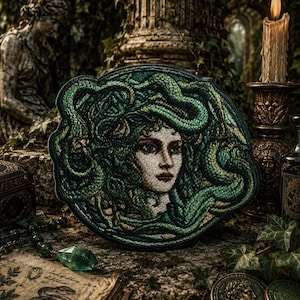 Iron-On Medusa Patch w/Snakes in Hair/Snake Patch/Applique for Clothing/Backpack/Argonaut/Greek Patch/Myth of Olympus/Horror Gift/Legends
