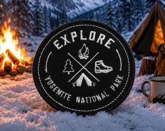 Yosemite Park Patch/Iron-On Patch/Nature Badge/Hiking & Camping/Souvenir/Embroidered Sew-On Applique for Clothing Vest/Jacket Hats Backpack
