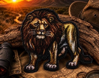 Lion Patch Iron-on Applique for Jacket, Clothing, Backpack, Tote Bag, Vest, safari animal, wildlife gift, big cat patch, nature explorer