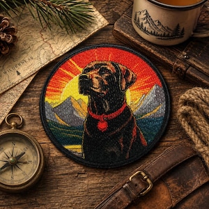 Black Labrador Patch/Iron-on Patch/Family Pet Badge/Lab Dog Lover/Sew-On Applique for Clothing Vest/Jacket Hats Backpack Gear