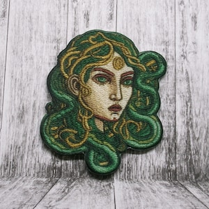 Iron-On Medusa Patch w/Snakes in Hair/Snake Patch/Applique for Clothing/Backpack/Argonaut/Greek Patch/Myth of Olympus/Horror Gift/Legends
