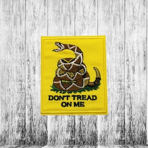 Don&#39;t Tread On Me Patch Embroidered Iron-on Applique for Jacket, Clothing, Backpack, snake flag emblem, tactical badge, freedom supporter