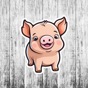 Naklejka Śliczna Świnka, Naklejka Kawaii Świnka, Naklejki Winylowe Zwierzęce, Naklejka Dzikie Zwierzę na Samochód Ciężarówka Okno Zderzak Grafika Farma Aminal