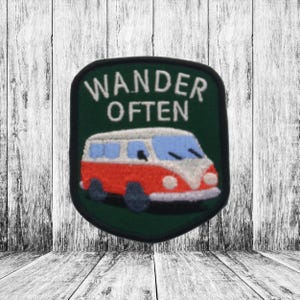 Wander Often Patch/Sew-On Applique for Backpack & Clothing/Nature Badge/Travel Souvenir/Hiking/Nature Lover/Retro Van Patch/Camping Patch