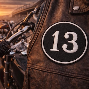 Lucky Number 13 Patch/Iron-on Patch/Biker Vest/outlaw symbol/Motorcycle Jacket/Embroidered Sew-On Applique for Clothing Backpack Hats Gear