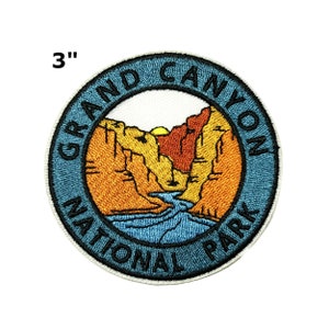 Grand Canyon National Park Embroidered Patch Iron-On Custom Nature Applique, Animals Wildlife, Hiking Trails Wander Explore Camping Mountain