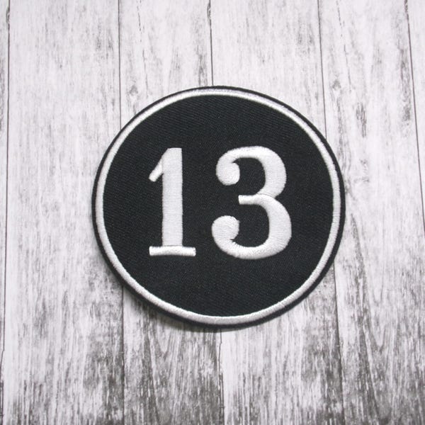 13 Patch Embroidered Iron-on Applique for Jacket, Clothing, Backpack, Vest, bold design patch, outlaw biker gear, lucky charm, risk taker