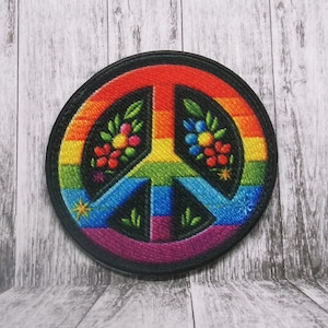 Peace Sign Patch Iron-on Applique for Jacket, Clothing, Backpack, Tote Bag, Vest, retro badge, hippie, Woodstock, boho, music festival