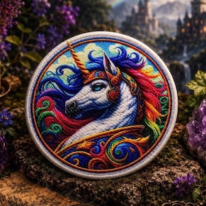 Unicorn Patch/Iron-on Patch/Decorative Gift/Fantasy Animal Badge/Mythical Creature/Sew-on Applique for Clothing, Vest/Jacket, Hat, Backpack