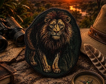 Lion Patch/Iron-on Patch/African Wild Animal Badge/Wildlife Gift/Big Cats in Africa/Nature Badge/Sew-On Applique for Clothing Hats Backpack