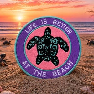 Zeeschildpadpatch/strijkpatch/strand en oceaan souvenir/geborduurd opnaaiwerk appliqué voor kleding vest/jas hoeden rugzak draagtassen