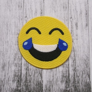 Laughing Face Emoji Patch Embroidered Iron-on Applique for Jacket, Clothing, Backpack, reaction patch, viral icon, emoji lover, mood face