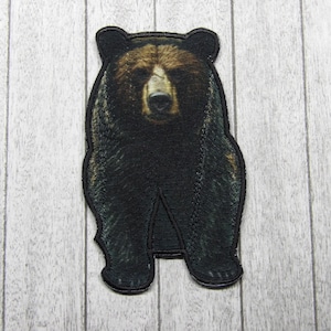 Black Bear Patch Iron-On Applique for Jacket, Backpack, Clothing, Tote Bag, Vest, Wilderness Badge, Forest Animal, Outdoor Adventure, Nature