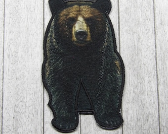 Black Bear Patch/Iron-On Patch/Wild Animal/Nature Badge/Souvenir Gift/Camping & Hiking/Sew-On Applique for Clothing Vest/Jacket Hat Backpack