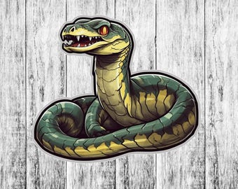 Snake Sticker Decal, Wild Animal Sticker, Reptile Vinyl Stickers, Nature Decal for Car Truck Window Bumper Graphics, Swamp Creature Decal