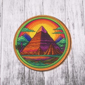 Ancient Pyramids Patch Iron-on/Sew-on Applique for Vest Jacket Bag Clothing Backpack, Decorative Badge, Eygypt Civilization, Pharaoh, Giza