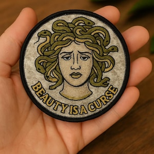 Iron-On Medusa Patch/Beauty Is A Curse Patch/Snake Patch/Applique for Jacket/Backpack/Argonaut/Greek Patch/Myth of Olympus/Horror Patch/Punk