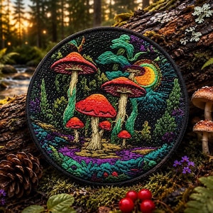 Cosmic Mushroom Patch/Iron-on Patch/trippy design/psychedelic badge/magic vibes/Sew-On Applique for Clothing Vest/Jacket Backpack Tote Bag