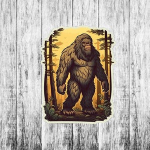 Bigfoot in the Forest Decal, Sasquatch Vinyl Stickers Decals, Cryptid Decal for Laptop Car Truck Window Bumper Graphics, Myth Legend