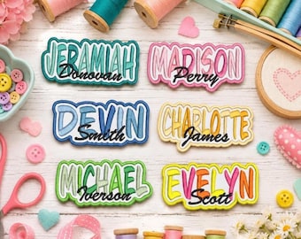 Custom Embroidered Name Patch – Personalized Text Patches | Team Patches Iron-On, Sew-On, Hook & Loop | For Jackets, Hats, Uniforms, Bags