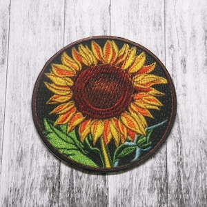 Sunflower Patch Aufnäher zum Aufbügeln / Aufnähen für Weste Jacke Tasche Kleidung Rucksack, Blumenblüte, Gartenarbeit, dekorativ, Natur, Abenteuer suchen