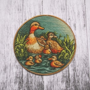 Aplique de patch de patinhos para jaqueta, mochila, roupa, bolsa, colete, emblema de pássaro vintage, aves fofas, estilo country, fazenda