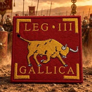 Legio III Gallica Bull Crest Roman Legion Patch Embroidered Iron-On SPQR Military Badge, Roman Empire Standard Applique for Backpack, Jacket