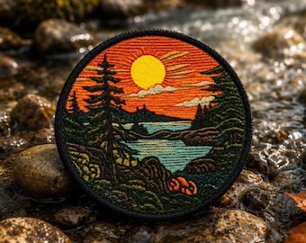 Outdoor Nature Patch/Iron-on Patch/Mountain Badge/Forest River/Seek Adventure & Explore More/Sew-on Applique for Clothing Vest Backpack