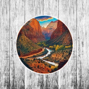 Nature Scene Decal, Forest Lake Sticker, Vinyl Stickers Decals, Mountain Decal for Car Truck Window Bumper Graphics, Scenic View, Sunset