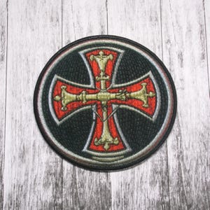 Templar Cross Patch Iron-on Applique for Jacket, Clothing, Backpack, Tote Bag, Vest, knight symbol, crusader, medieval faith, holy warrior