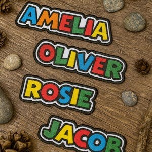 Benutzerdefinierte Name Videospiel Stil gestickt Patch, personalisierte Text Patches, zum Aufbügeln / Aufnähen / Klettverschluss , Patches für Rucksäcke Cap Jacken
