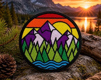 Retro Mountain Patch/Iron-On Patch/Nature Badge/Seek Adventure/Camping & Hiking/National Parks/Embroidered Sew-On Applique for Clothing Vest