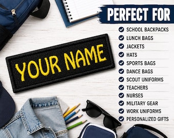 Custom Name Tag Patch/Iron-On Patch/Personalized Nametags/Embroidered Sew-On Applique for Clothing Uniform Jacket Hats Backpack