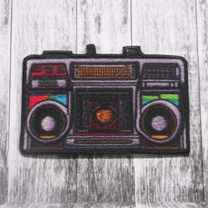 Boombox Patch Iron-on Applique for Jacket, Clothing, Backpack, Tote Bag, Vest, retro music, 80s style patch, DJ culture, cassette player