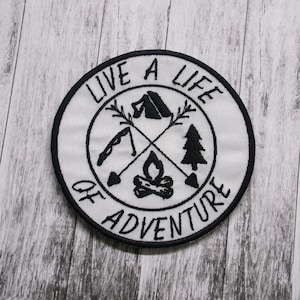 Live a Life of Adventure Patch Embroidered Iron-on/Sew-on Applique Vest Jackets Clothing Nature Wild Animals Hiking Trails Travel Souvenir