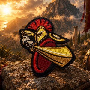 Spartan Warrior Patch Embroidered Iron-on Applique for Jacket, Clothes, Tactical Gear, Leonidas 300 Movie, Greek Hoplite Patch, Military War