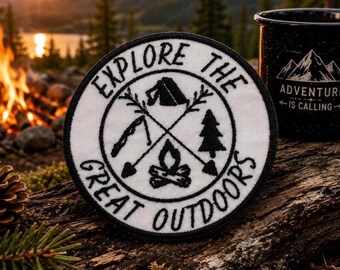 Explore The Great Outdoors Patch/Iron-On Patch/Hiking & Camping/Nature Souvenir/Embroidered Sew-On Applique for Clothes Vest/Jacket Backpack