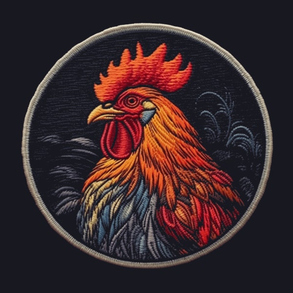 Rooster Patch Iron-on/Sew-on DIY Applique for Vest Jacket Clothing Backpack, Decorative Badge, Outdoor, Nature, Farm Animal, Chicken, Hen