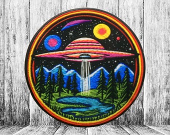 Toppa UFO stirabile/Applicazione da cucire per giacche e abbigliamento/Zaini/Toppa fantascientifica/Toppa spaziale/Toppa X-Files/Toppa invasione aliena/Disco volante