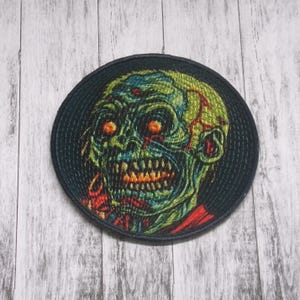 Infected Zombie Patch Iron-on Applique for Jacket, Clothing, Backpack, Tote Bag, Vest, scary undead face, horror fan patch, zombie costume