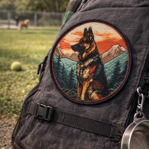 German Shepherd Patch/Iron-on Patch/Family Pet Badge/Dog Lover/K9 Police Working Dog/Sew-On Applique for Clothing Vest/Jacket Hats Backpack