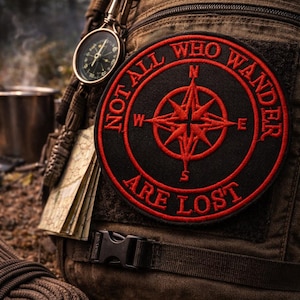 Not All Who Wander Are Lost Patch/Iron-on Patch/Nature Badge/Compass Direction/Embroidered Sew-On Applique for Clothing Jacket Backpack Hats