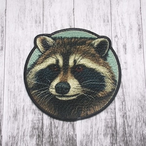 Waschbär Patch Bügelbild für Jacke, Kleidung, Rucksack, Tragetasche, Weste