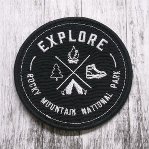 Rocky Mountain Park Patch/3.5&quot; Iron-On Embroidered Applique for Jacket & Clothing/Backpack/Nature Badge/Hiking Patch/Mountain Patch/Souvenir