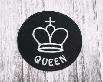 Weiße Königin Aufnäher / gestickte Applikation Weste & Jacken / Kleidung / Rucksäcke / Schachfigur Aufnäher / Schachfigur Patch / Patch